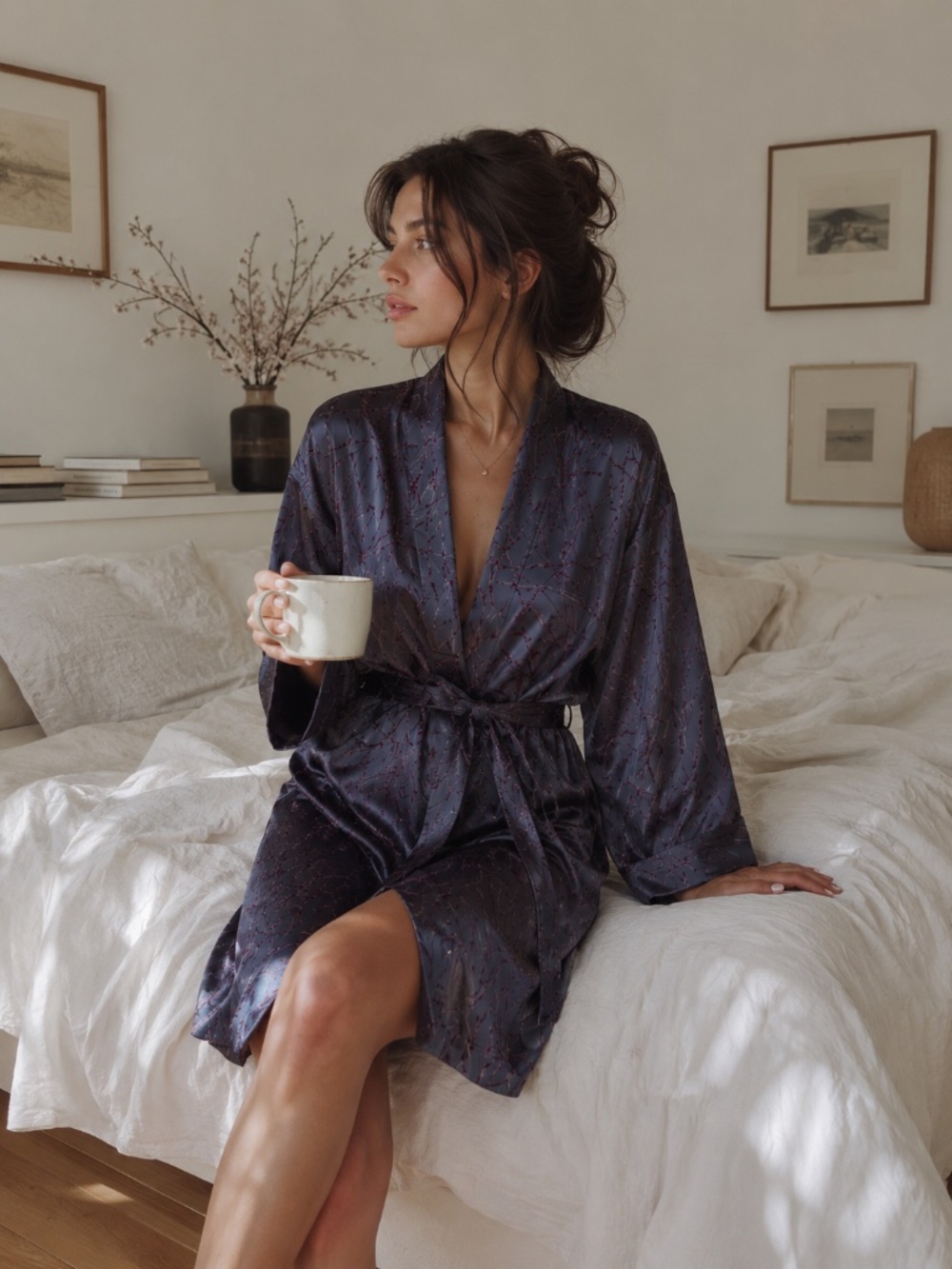 Victoria's Secret Dark Purple Satin Patterned Robe Rare Model 90s Quiet Luxury